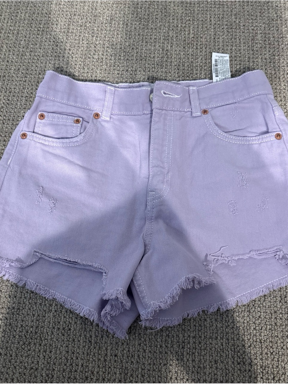 ZARA Lavender Distressed Women's Denim Shorts
